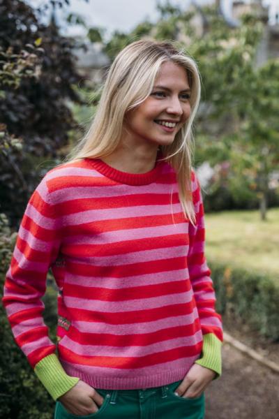 Sweater, Pullover Stobo Fairisle Rosa von Eribé of Scotland , beidseitig tragbar
